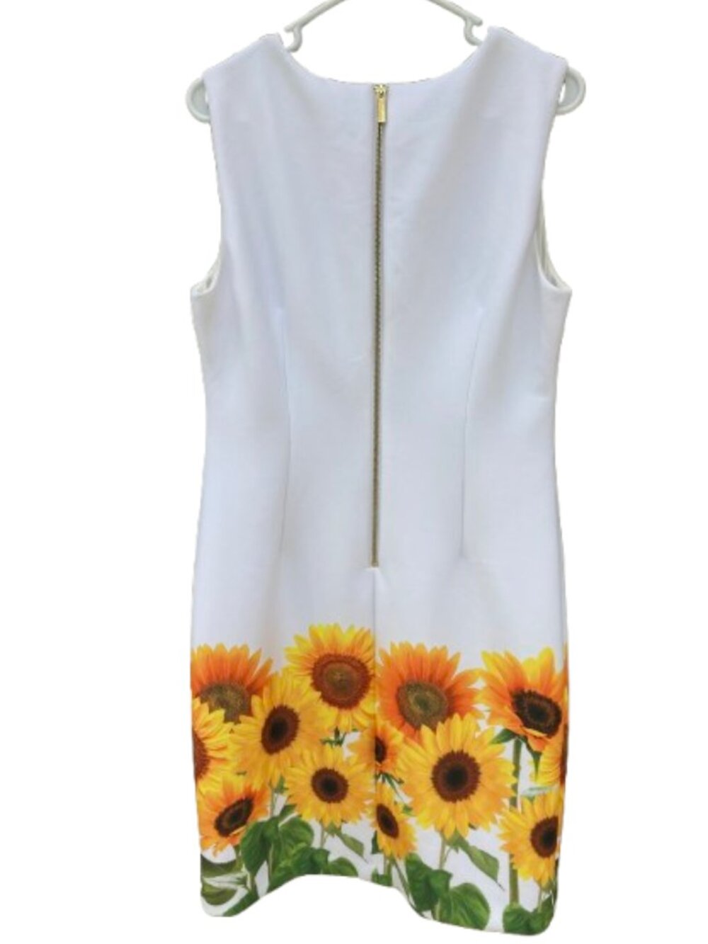 Calvin Klein Sunflower Dress Sheath Knee Length Sleeveless Zipper 70s size Large - Picture 3 of 8